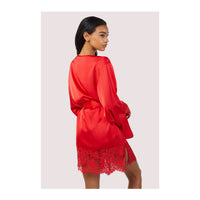 Wolf & Whistle Rosie Red Satin and Lace Robe