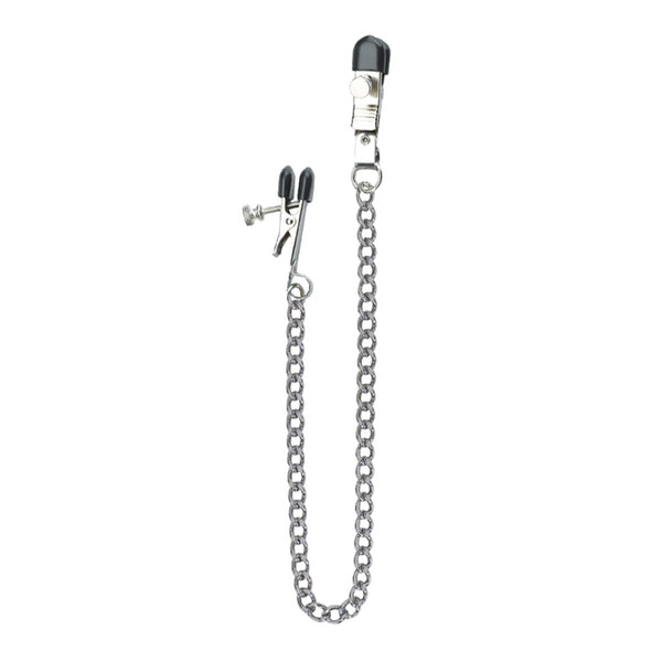 Spartacus Adjustable Broad Tip Nipple Clamps with Loop Link Chain