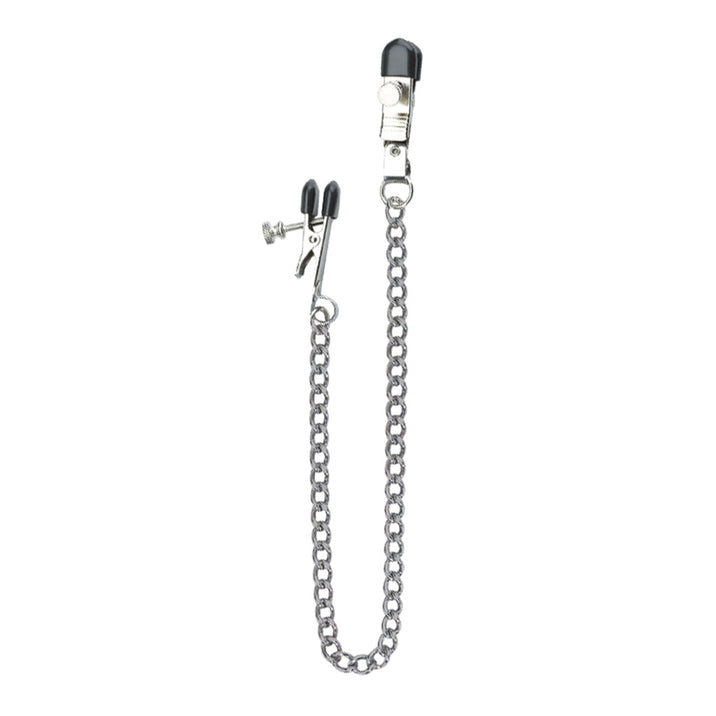 Spartacus Adjustable Broad Tip Nipple Clamps with Loop Link Chain