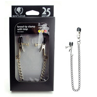 Spartacus Adjustable Broad Tip Nipple Clamps with Loop Link Chain