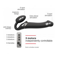 STRAP-ON-ME VIBRATING BENDABLE STRAPLESS DILDO BLACK