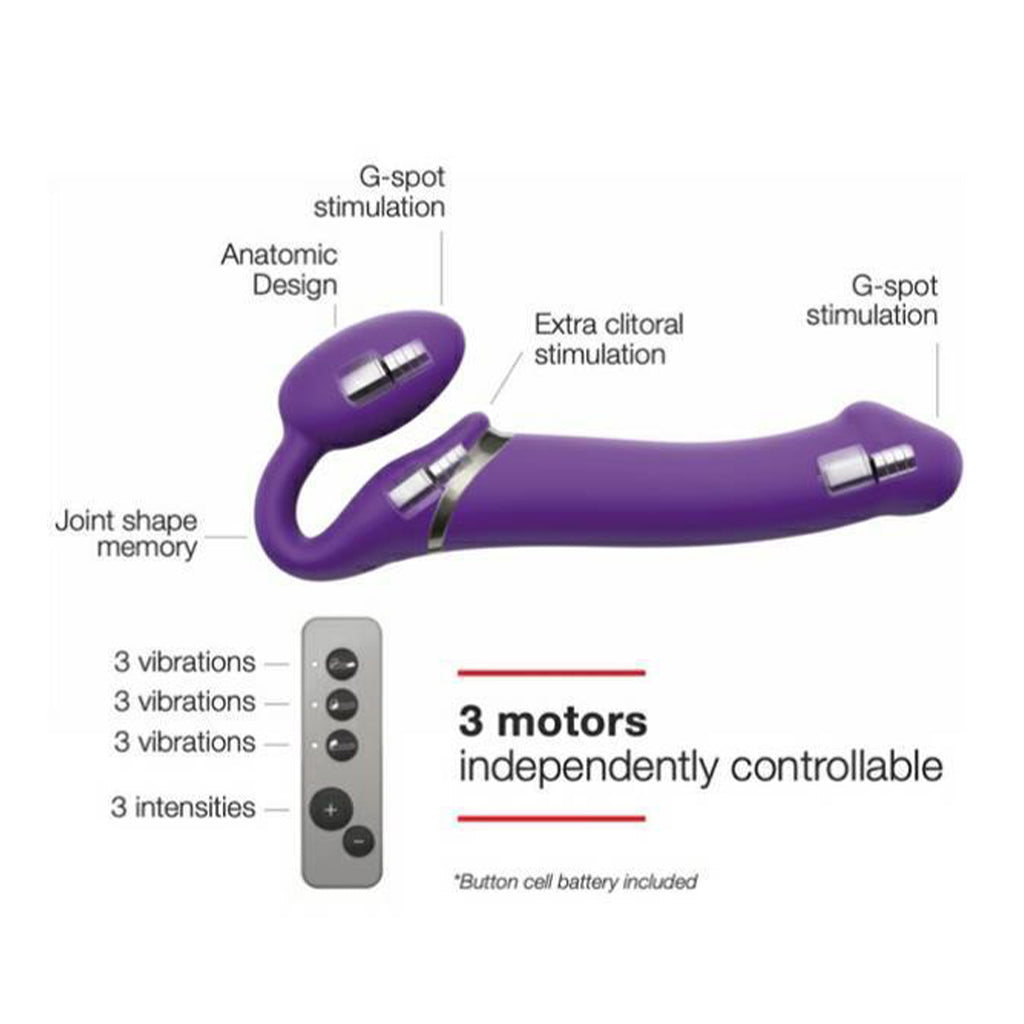 STRAP-ON-ME VIBRATING BENDABLE STRAPLESS DILDO PURPLE