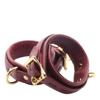 Strict Leather Luxury Burgundy Locking Ankle Cuffs
