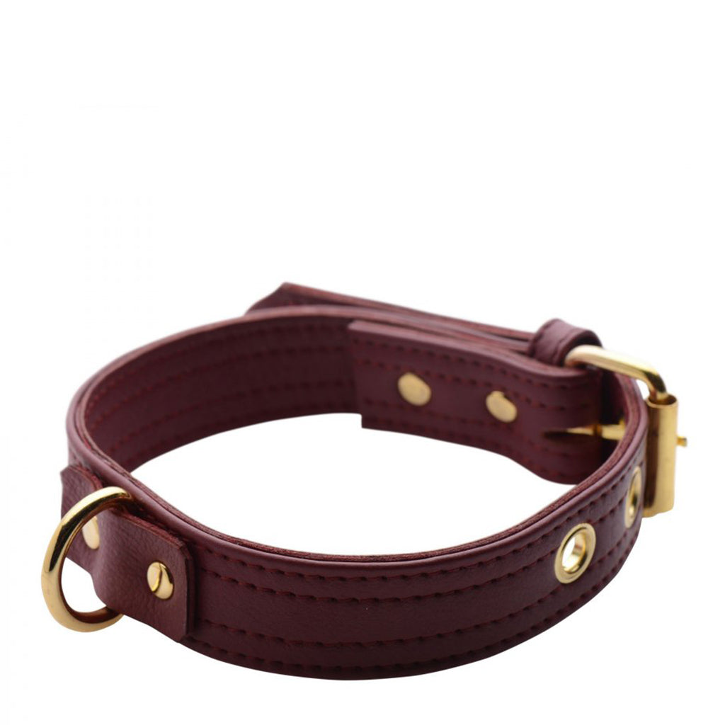 Strict Leather Luxury Burgundy Locking Collar