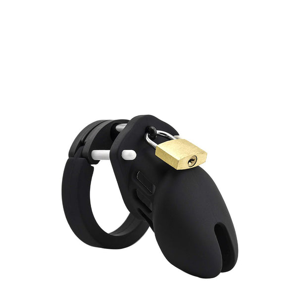 Love in Leather Lockable Short Silicone Chastity Cage